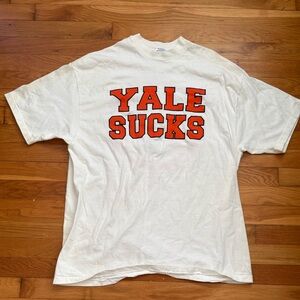 Hanes White Tee with Bold Orange Print